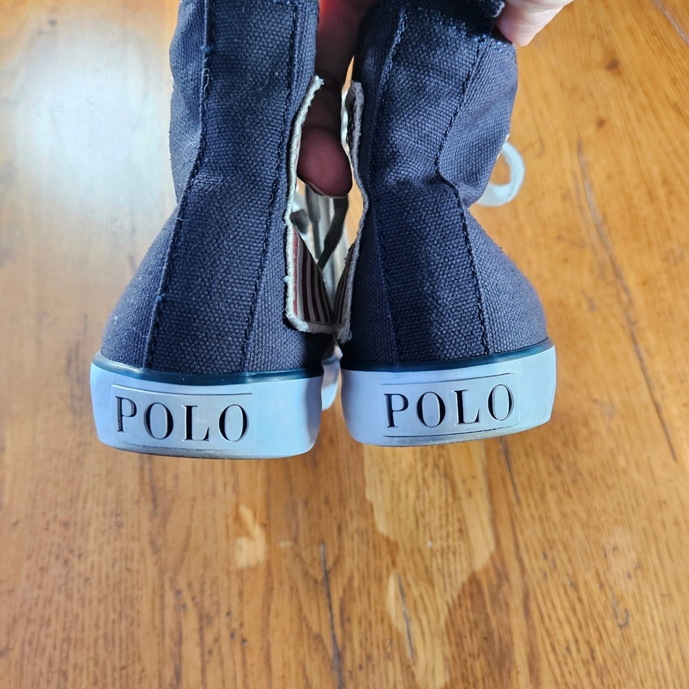 Polo Ralph Lauren Kids High Top Sneakers American Flag Canvas Shoes Size 4 - Picture 5 of 11
